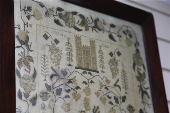 A William IV needlework sampler, 19 x 16in.